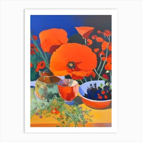 California Poppy Spices And Herbs Oil Painting Art Print