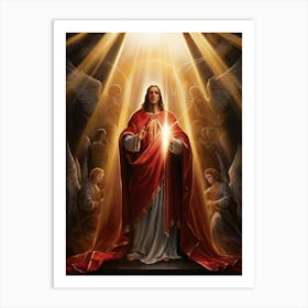 Jesus With Angels Painting Art Print