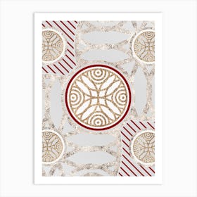 Geometric Abstract Glyph in Festive Gold Silver and Red n.0070 Art Print