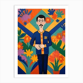 Man With Flowers Art Print