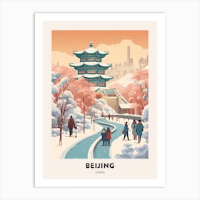 Vintage Winter Travel Poster Beijing China 5 Art Print