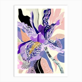 Colourful Flower Illustration Lilac 4 Art Print