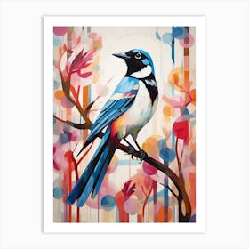 Bird Painting Collage Magpie 3 Art Print