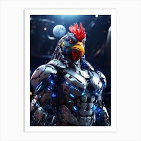 Rooster In Cyborg Body #1 Art Print