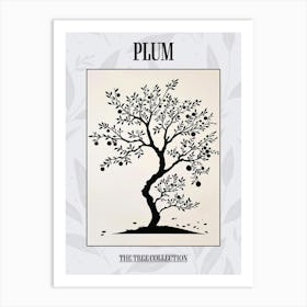 Plum Tree Simple Geometric Nature Stencil 11 Poster Art Print