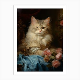 Cat In Medieval Robes Rococo Style  7 Art Print