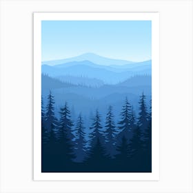 Blue Sky With Pine Trees In The Mountains Art Print