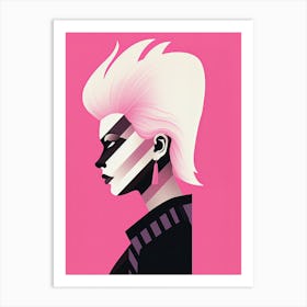 Punk Princess in Pink Minimalism Art Print