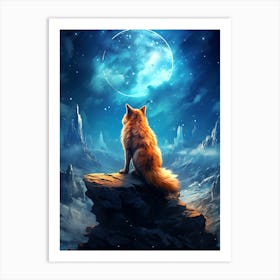Fox In The Moonlight 4 Art Print