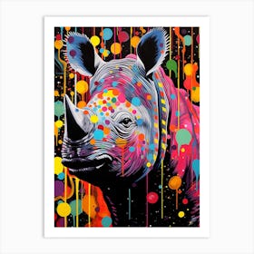 Paint Splash Dotty Rhino 6 Art Print