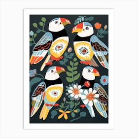 Folk Style Bird Painting Puffin 3 Art Print