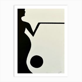 Simple Abstract Woman - Black and White Art Print