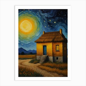 Starry Night House Art Print