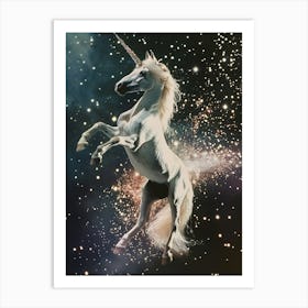 Glitter Unicorn In Space Abstract Collage 3 Art Print