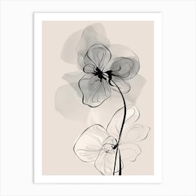 Line Art Orchids Flowers Illustration Neutral 7 Art Print