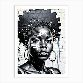 Vintage Graffiti Mural Of Beautiful Black Woman 145 Art Print