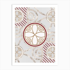 Geometric Abstract Glyph in Festive Gold Silver and Red n.0014 Art Print