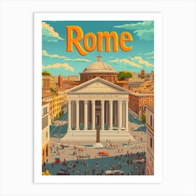 Aihrgdesign A Retro Travel Poster For Rome 5 Art Print