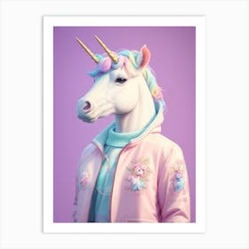 Unicorn Wearing Jacket Art Print