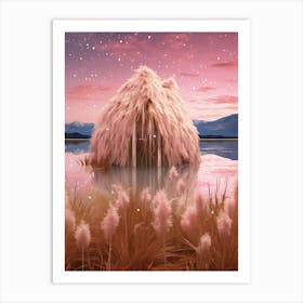 Cosmic yurt in a field - cosmic surrealism 1 Art Print