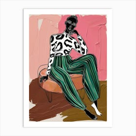 Woman In Leopard Pants 3 Art Print