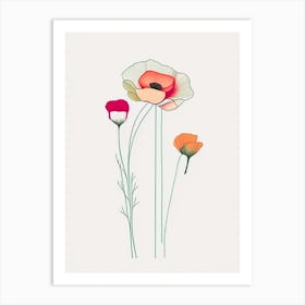 Ranunculus Floral Minimal Line Drawing 1 Flower Art Print