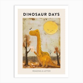 Reading A Letter Dinosaur Poster Art Print