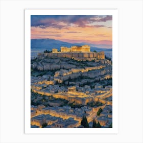 Acropolis At Dusk 1 Art Print