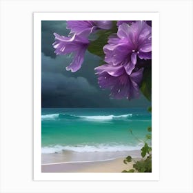 Purple Flowers On The Beach Art Print