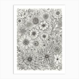 Doodle Flowers 9 Art Print