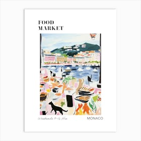 The Food Market In Monaco 3 Illustration Poster Art Print