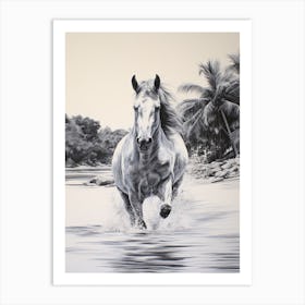 A Horse Oil Painting In Anse Lazio, Seychelles, Portrait 1 Art Print