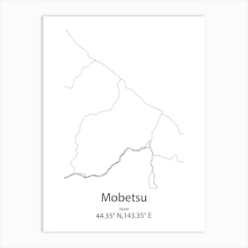 Mobetsu,Japan Minimalist Map Art Print