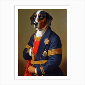 Bluetick Coonhound Renaissance Portrait Oil Painting Art Print