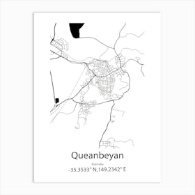 Queanbeyan,Australia Minimalist Map Art Print