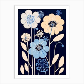 Blue Flower Illustration Queen Annes Lace 2 Art Print