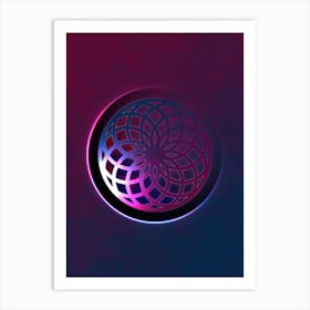 Geometric Neon Glyph on Jewel Tone Triangle Pattern 052 Art Print