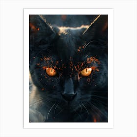 Cat In Flames Art Print