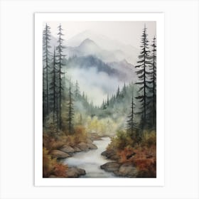 Autumn Forest Landscape Great Bear Rainforest Canada 2 Art Print