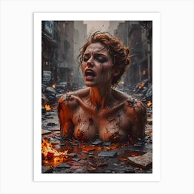 Woman Burning In A City~ Escape Clause ~ Reimagined Art Print