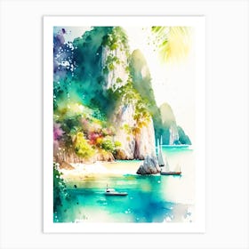 Ko Phi Phi Thailand Watercolour Pastel Tropical Destination Art Print