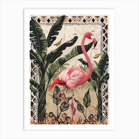 Greater Flamingo And Banana Plants Boho Print 3 Art Print