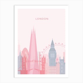 Pink And Blue London Skyline Art Print