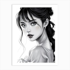 Black And White Beauty Drawing Art Print