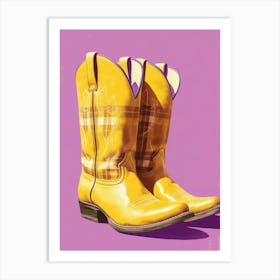 Cowgirl Boots Yellow And Purple 1 Art Print