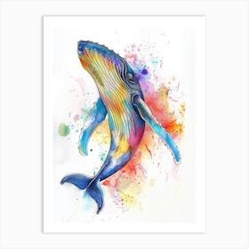 Humpback Whale Colourful Watercolour 3 Art Print