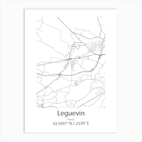 Leguevin,France Minimalist Map Art Print