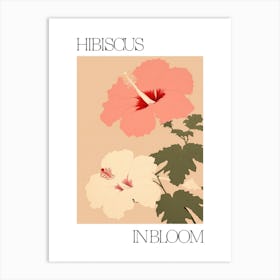 Hibiscus In Bloom Flowers Bold Illustration 3 Art Print
