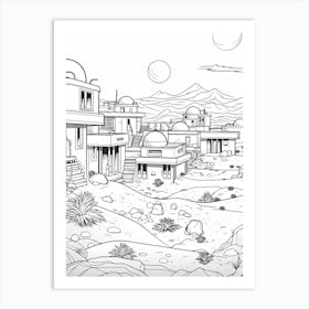 Tatooine (Star Wars) Fantasy Inspired Line Art 1 Art Print