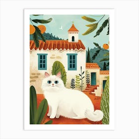 Birman Cat Storybook Illustration 3 Art Print